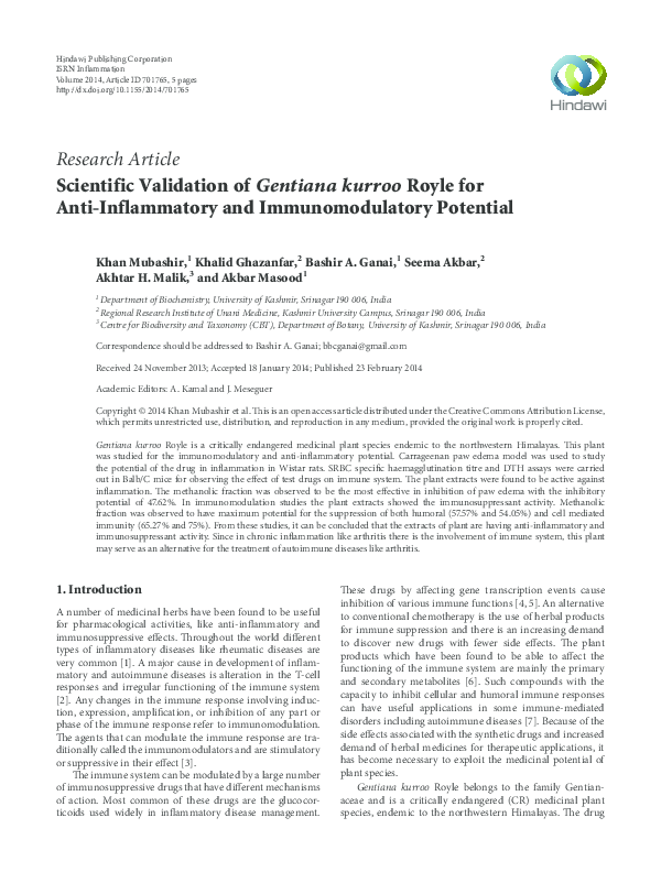 (PDF) Scientific Validation of Gentiana kurroo Royle for Anti ...