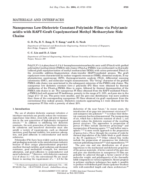(PDF) Nanoporous LowDielectric Constant Polyimide Films via Poly