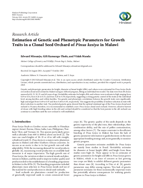 (PDF) Estimation of Genetic and Phenotypic Parameters for Growth Traits ...