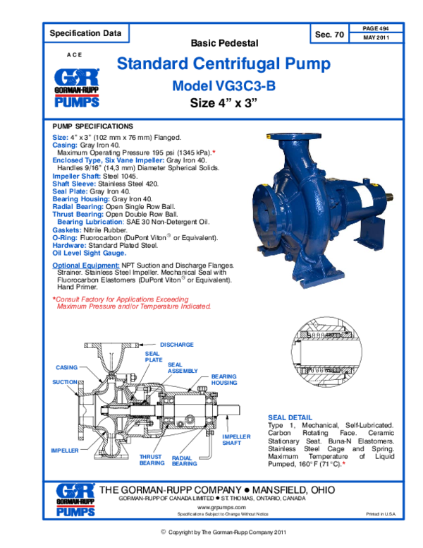 (PDF) E Specification Data Sec. 70 Standard Centrifugal Pump Susan