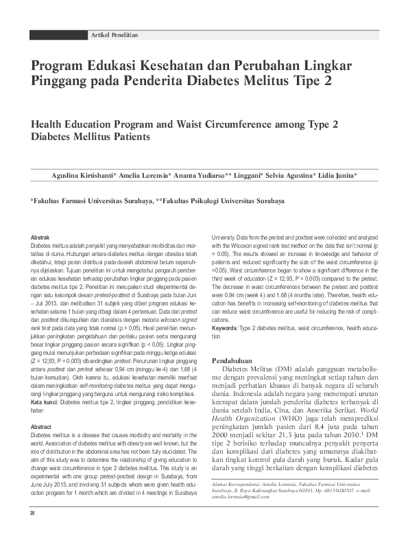 (PDF) Health Education Program and Waist Circumference among Type 2 ...
