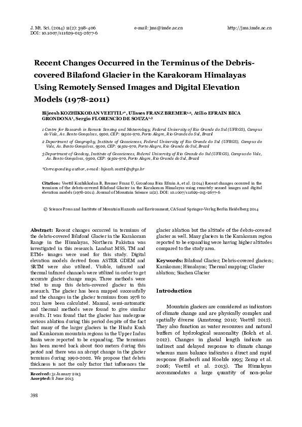 (PDF) Recent changes occurred in the terminus of the debriscovered