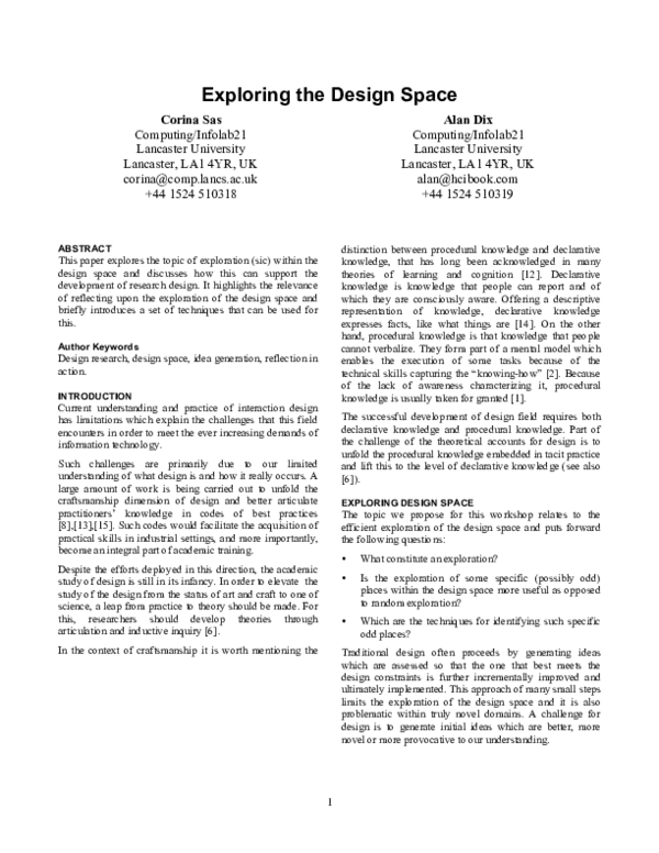 (PDF) Exploring the Design Space