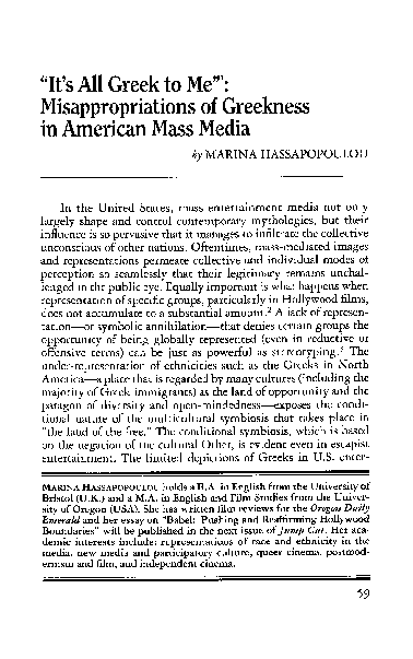 (PDF) ‘It’s All Greek to Me’: Misappropriations of ‘Greekness’ in ...