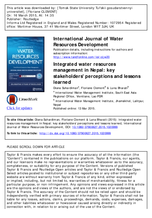 (PDF) Integrated Water Resource Management in Nepal: key stakeholders ...