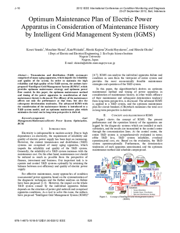 (PDF) Optimum Maintenance Plan of Electric Power Apparatus in