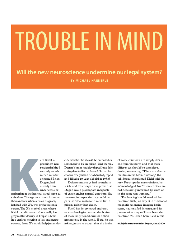 (PDF) Trouble in mind: Will the new neuroscience undermine our legal system