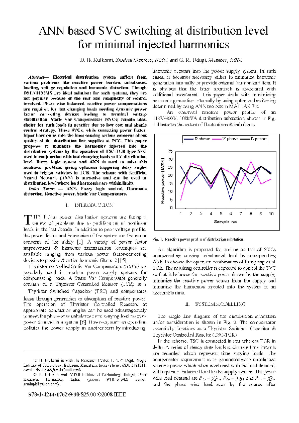(PDF) ANN based SVC switching at distribution level for minimal ...