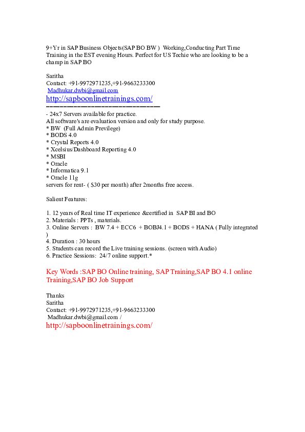 (DOC) SAP BO PROJECT JOB SUPPORT Madhu Reddy Academia.edu