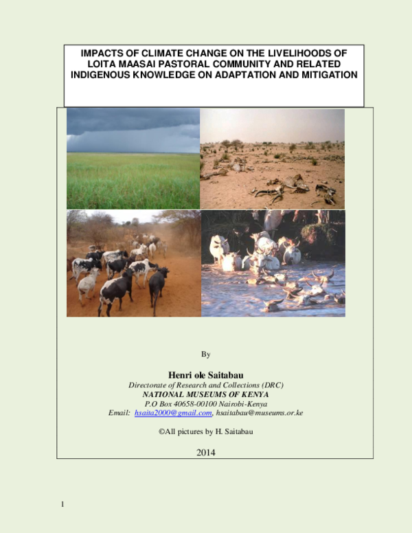 (PDF) IMPACTS OF CLIMATE CHANGE ON THE LIVELIHOODS OF LOITA MAASAI ...