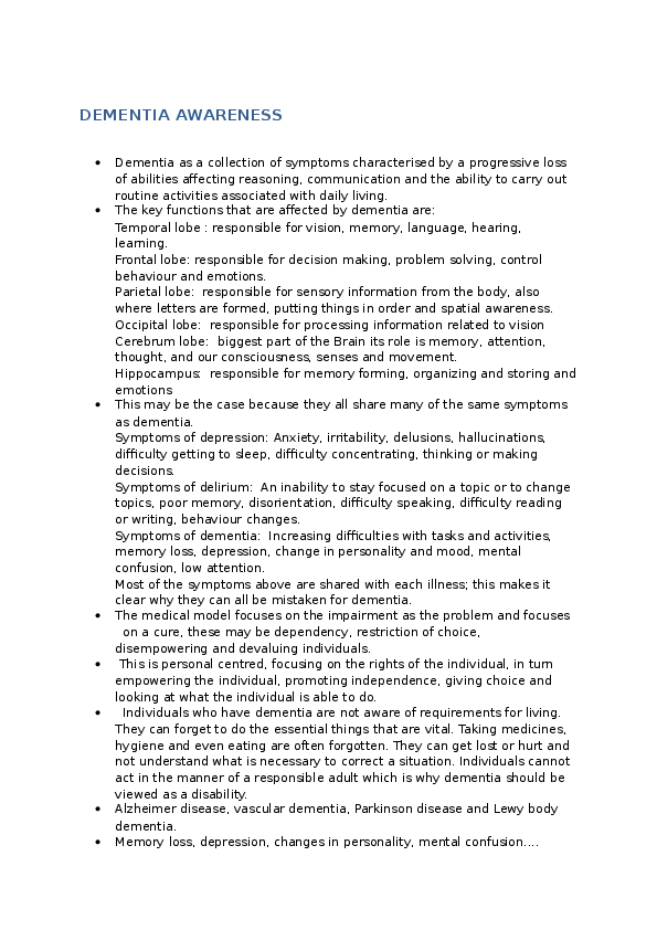 Describe the types of memory impairment commonly experienced by individuals with dementia picture