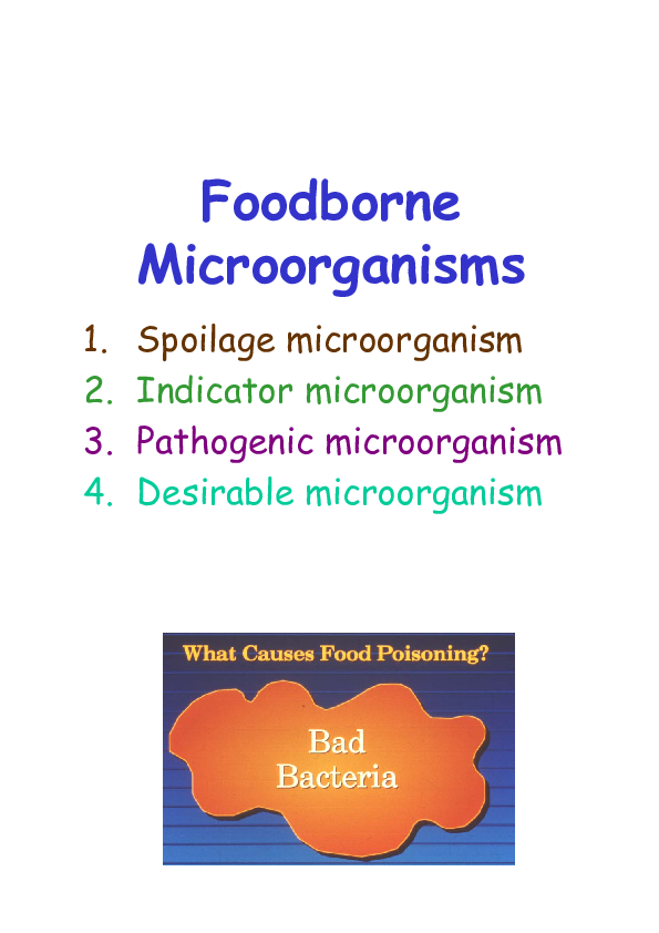 (PDF) Foodborne 1. Spoilage 2. Indicator 3