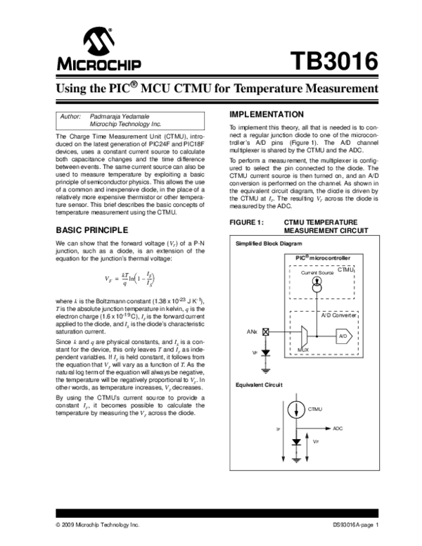 (PDF) Using the PIC MCU CTMU for Temperature Measurement