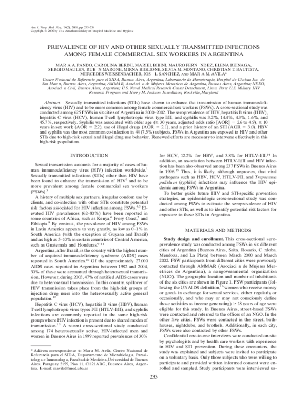 (PDF) PREVALENCE OF HIV AND OTHER SEXUALLY TRANSMITTED INFECTIONS AMONG ...