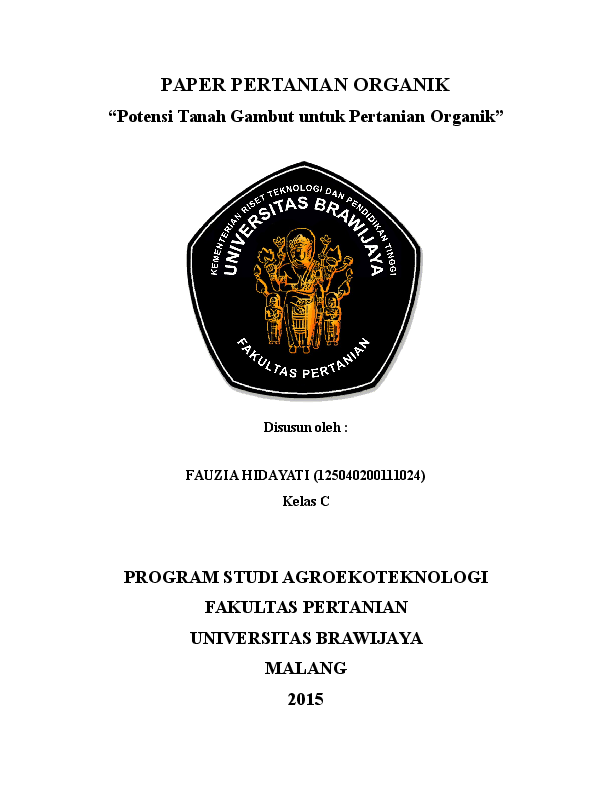 Doc Potensi Lahan Gambut Untuk Pertanian Organik Fauzia Hidayati Academia Edu