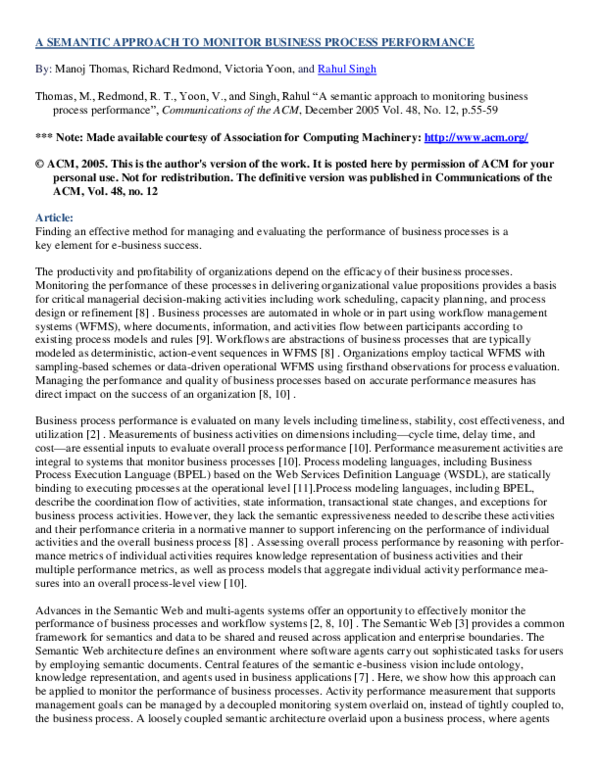 (PDF) A semantic approach to monitor business process