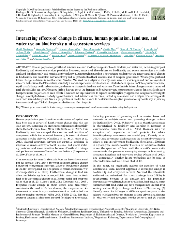 (PDF) Interacting effects of change in climate, human population, land ...