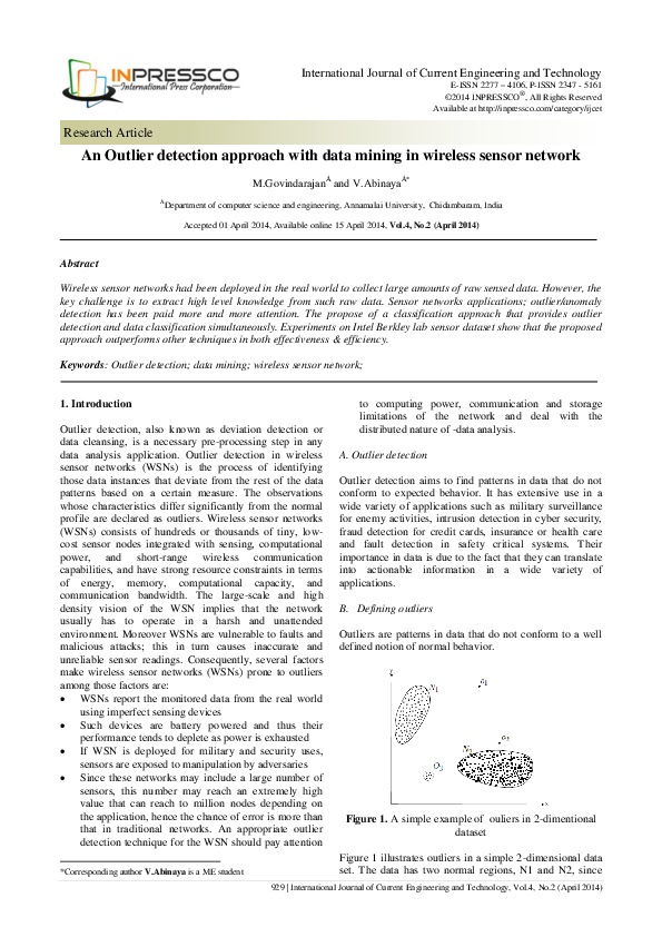 (PDF) An Outlier detection approach with data mining in wireless sensor ...