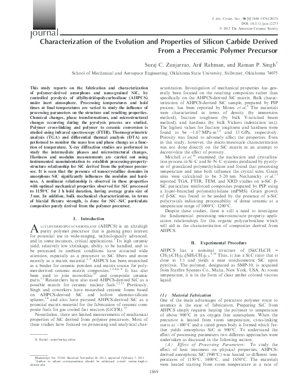 (PDF) Characterization of the Evolution and Properties of Silicon ...