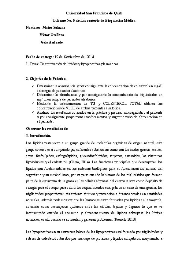 practica determinacion de colesterol y lipoproteinas plasmaticas