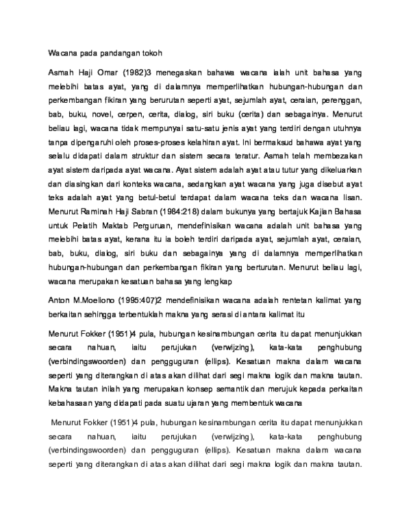 Doc Wacana Pada Pandangan Tokoh Qurratul Ayuni Academia Edu