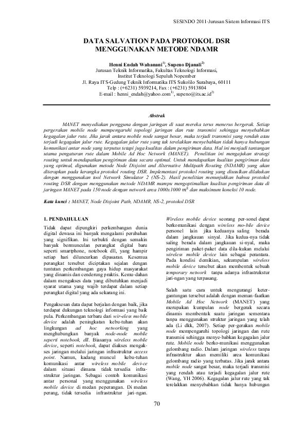 (PDF) Data Salvation Pada Protokol DSR Menggunakan Metode NDAMR