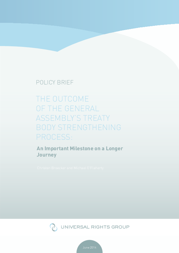 (PDF) The Outcome of the General Assembly’s Treaty Body Strengthening ...