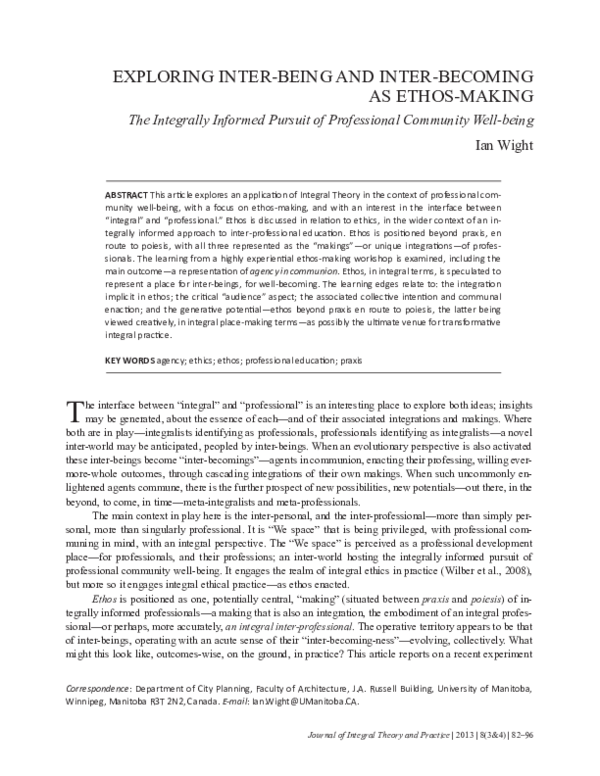 Exploring Inter-Being and Inter-Becoming as Ethos-Making: The ...