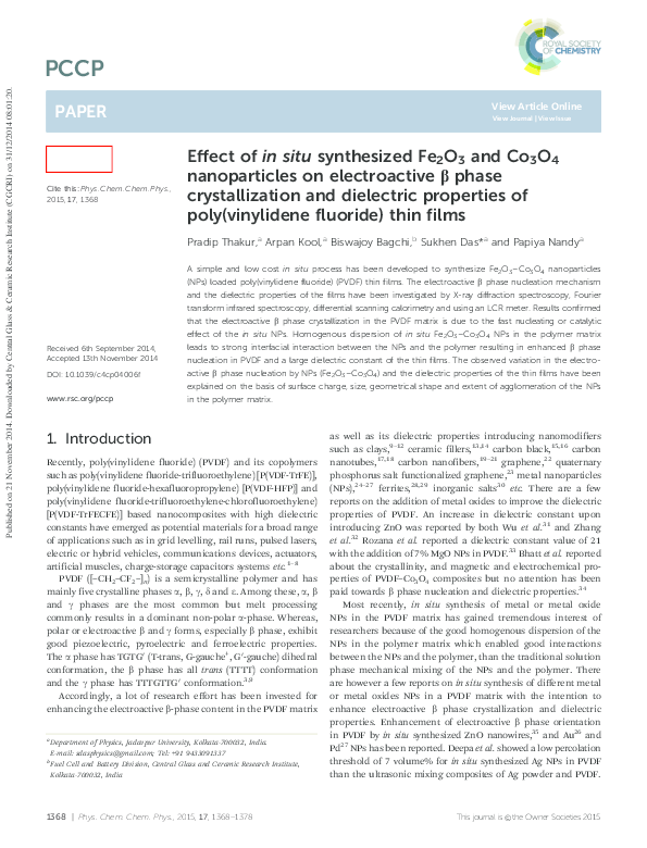 (PDF) Effect of in situ synthesized Fe2O3 and Co3O4 nanoparticles on ...