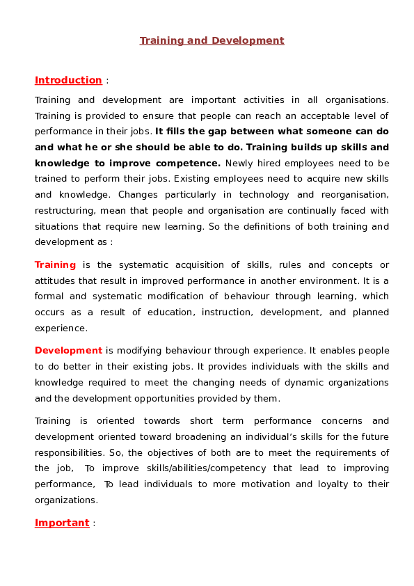 (DOC) Training and Development