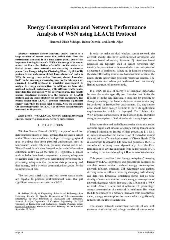 (PDF) Energy Consumption and Network Performance Analysis of WSN using ...