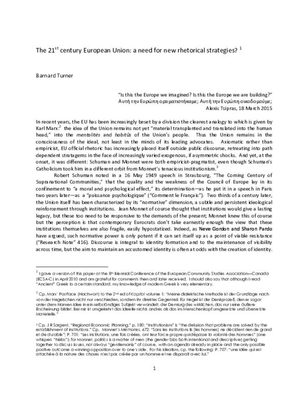 (PDF) The 21st century EU / European Union: a need for new rhetorical ...