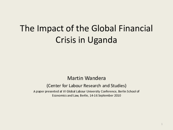 (PDF) The Impact of the Global Financial Crisis on Uganda’s Labour Market
