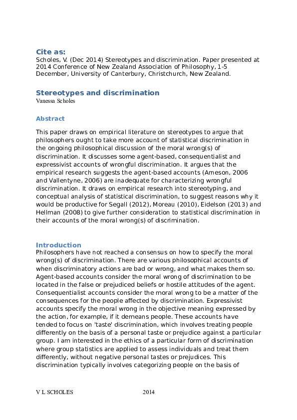 (DOC) Stereotypes and discrimination