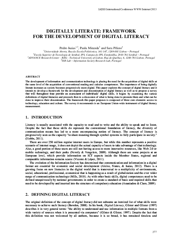 (PDF) Digitally Literate Framework for the Development of Digital