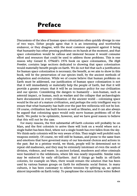 First page of “Emigrating Beyond Earth: Human Adaptation and Space Colonization”