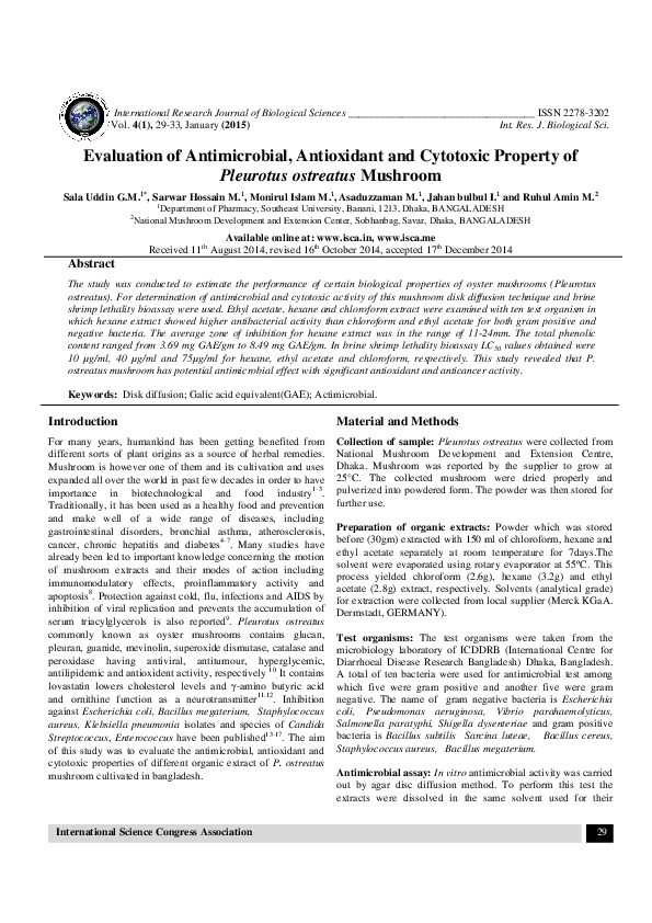 (PDF) Evaluation of Antimicrobial, Antioxidant and Cytotoxic Property ...