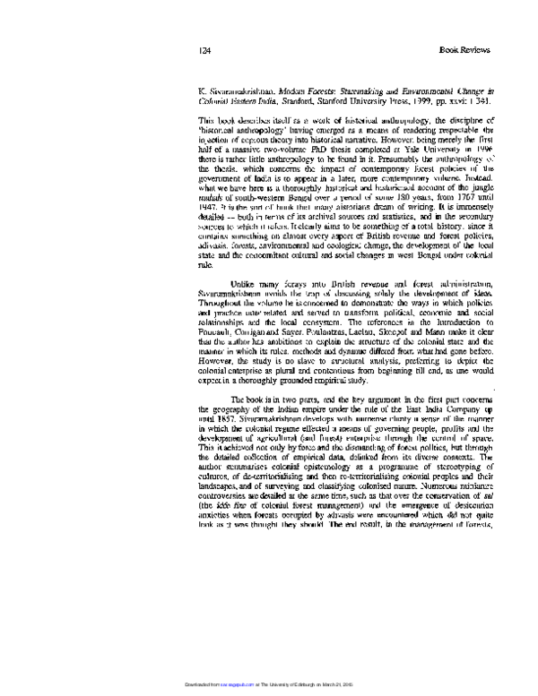 PDF) Book Reviews: K. Sivaramakrishnan, Modern Forests