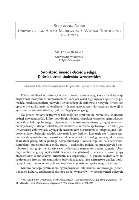 Swojskość I Obcość Sprawdzian Pdf
