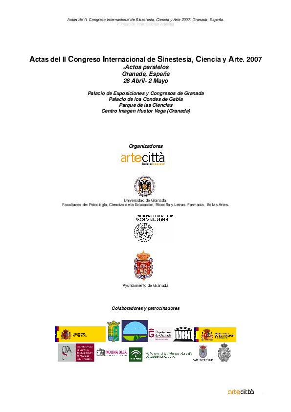 (PDF) Actas del II Congreso Internacional de Sinestesia, Ciencia y Arte ...