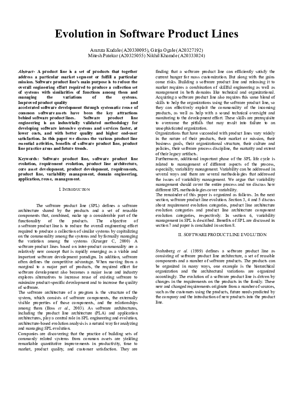 (DOC) Evolution in software Product line
