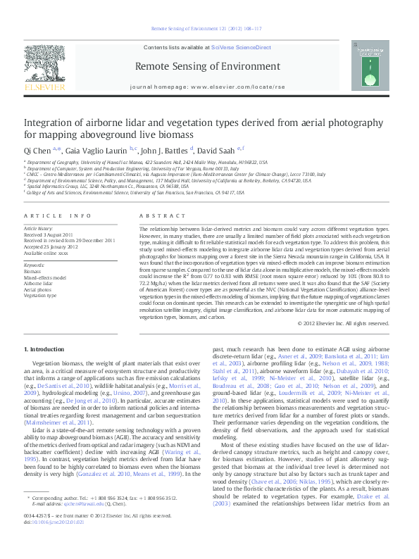 (PDF) Integration of airborne lidar and vegetation types derived from ...