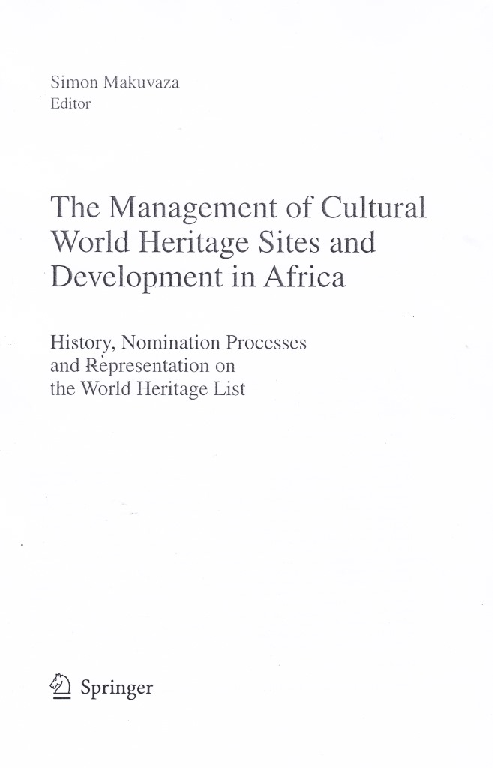 The management of cultural World Heritage Sites in Africa and their ...