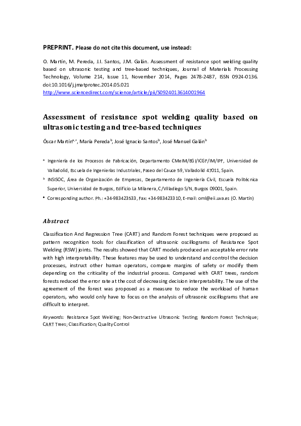 (PDF) Assessment of resistance spot welding quality based on ultrasonic ...