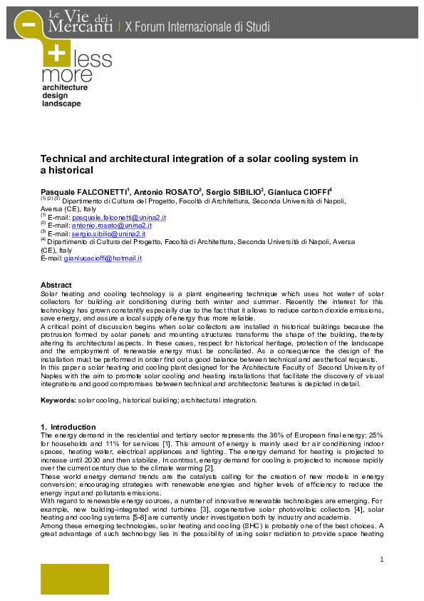 (PDF) Technical and architectural integration of a solar cooling system ...