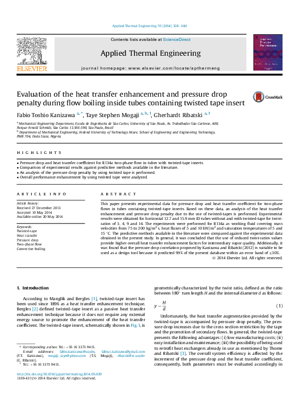 (PDF) Evaluation of the heat transfer enhancement and pressure drop ...