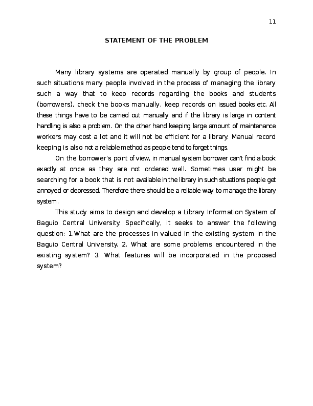(DOC) STATEMENT OF THE PROBLEM