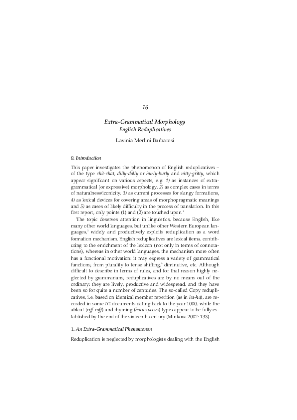 Extra-grammatical Morphology in English