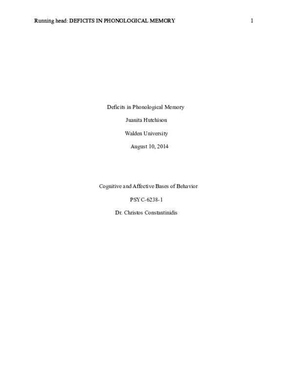 (DOC) Deficits in Phonological Memory