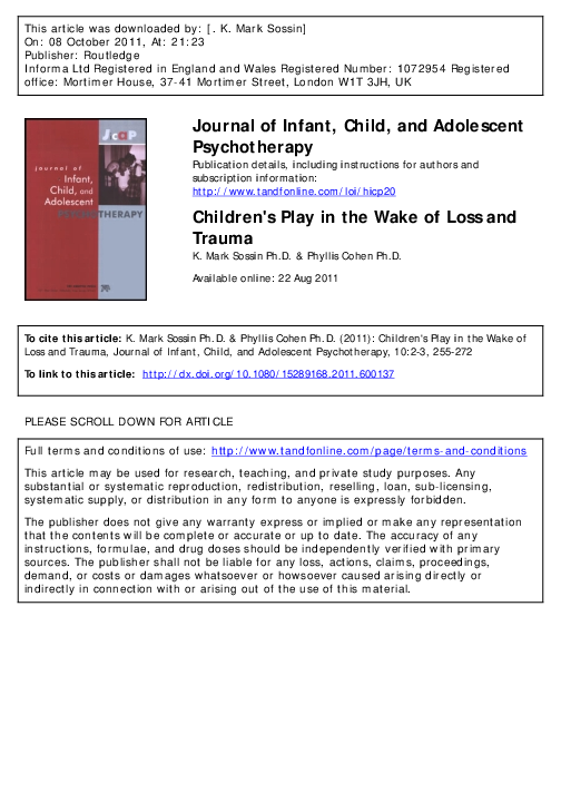 (PDF) Children's Play in the Wake of Loss and Trauma